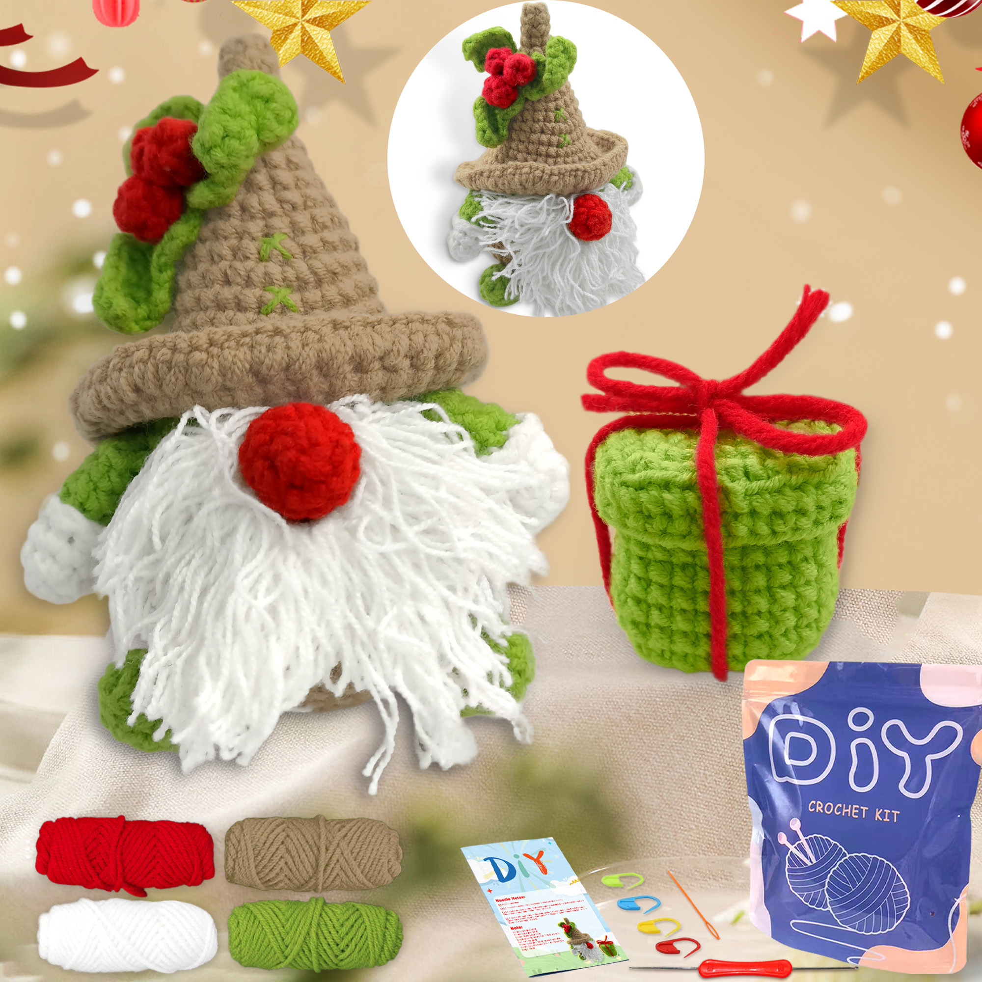 Art Craft Easy - YAMAXIN 2PC Christmas Themed Crochet Kit
