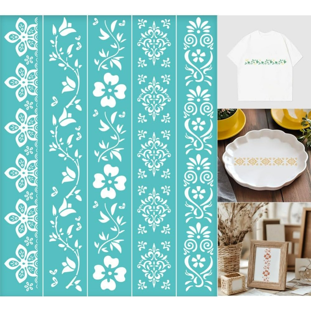 Silk Screen Printing - 2 Pcs Flower Borders Silkscreen Stencil