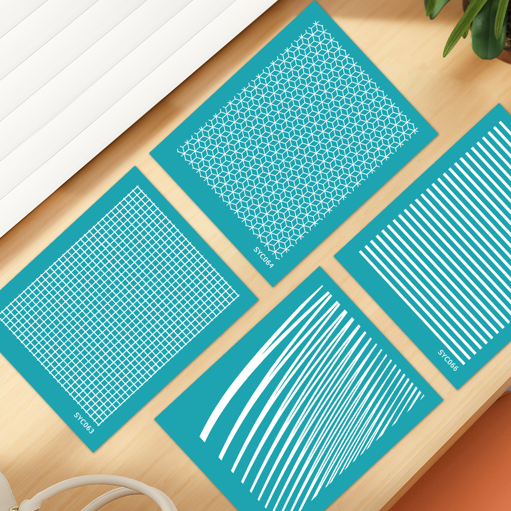 Silk Screen Printing - Grid Pattern,Honeycomb Pattern Diagonal Stripe Silkscreen