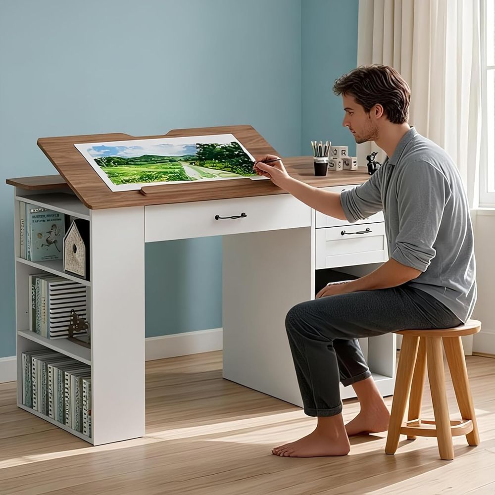 Art & Craft Paper Ideas For Kids - Adjustable Desk with Storage and Open