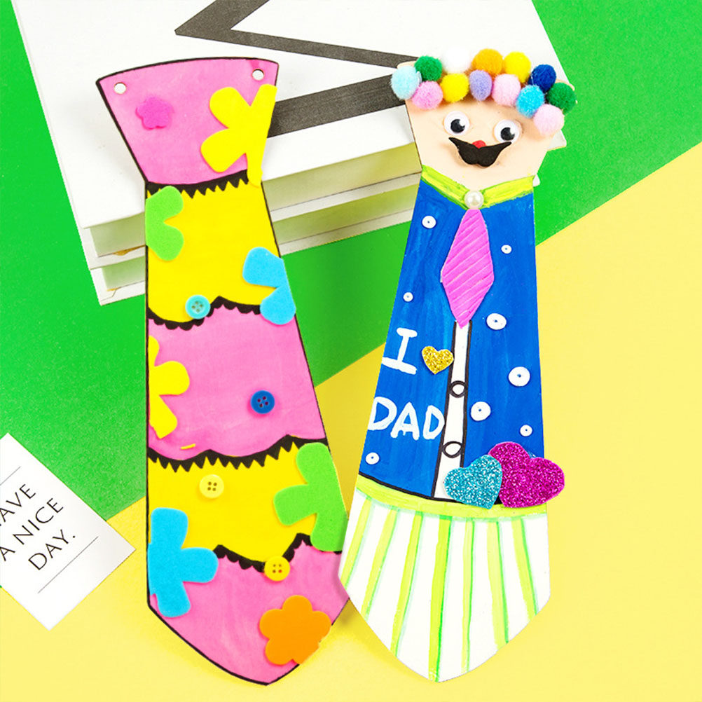 Art And Craft For Father'S Day - 5Pcs Wooden Necktie Hand Painted DIY