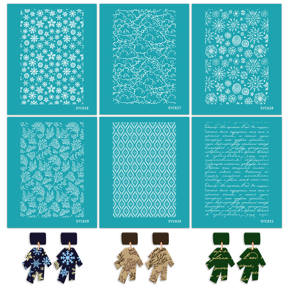 Silk Screen Printing - Polymer Clay Silk Screen Stencils,Reusable Snowflake/Cloud