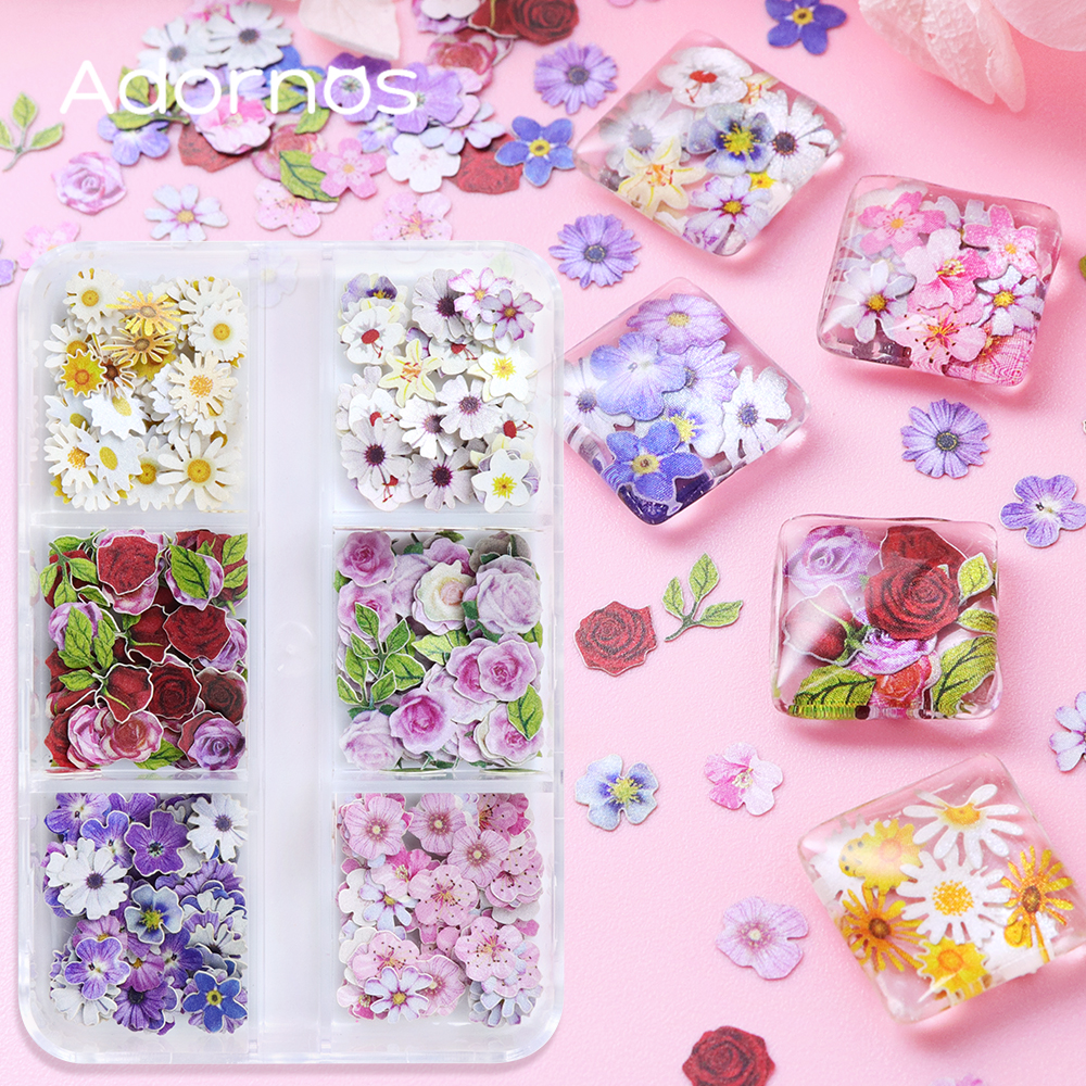 Art Craft With Leaves - 6 Grids Flowers Wood Pulp Chips