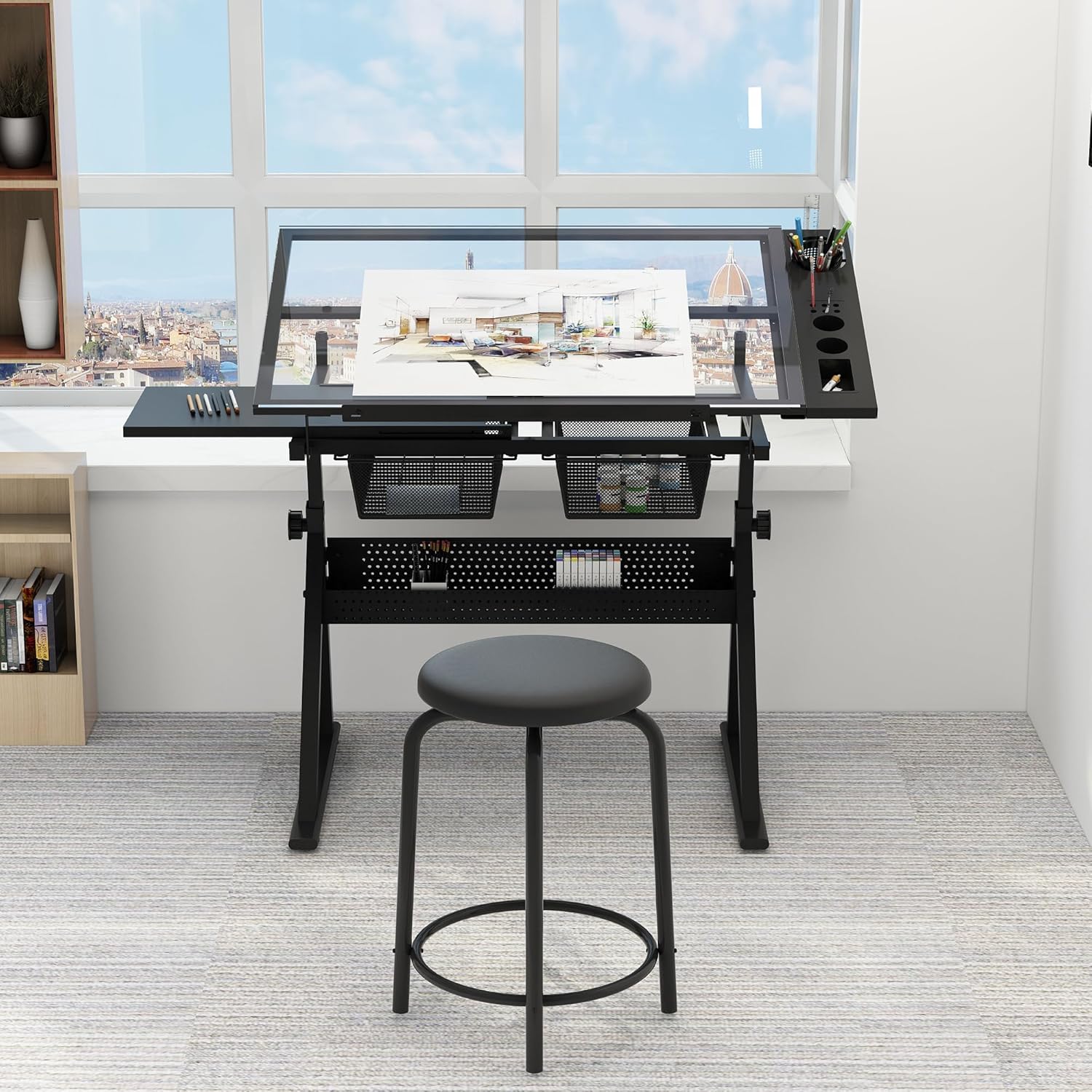 Art & Craft Paper Ideas For Kids - Table w/Stool, Height Adjustable Drawing Table,