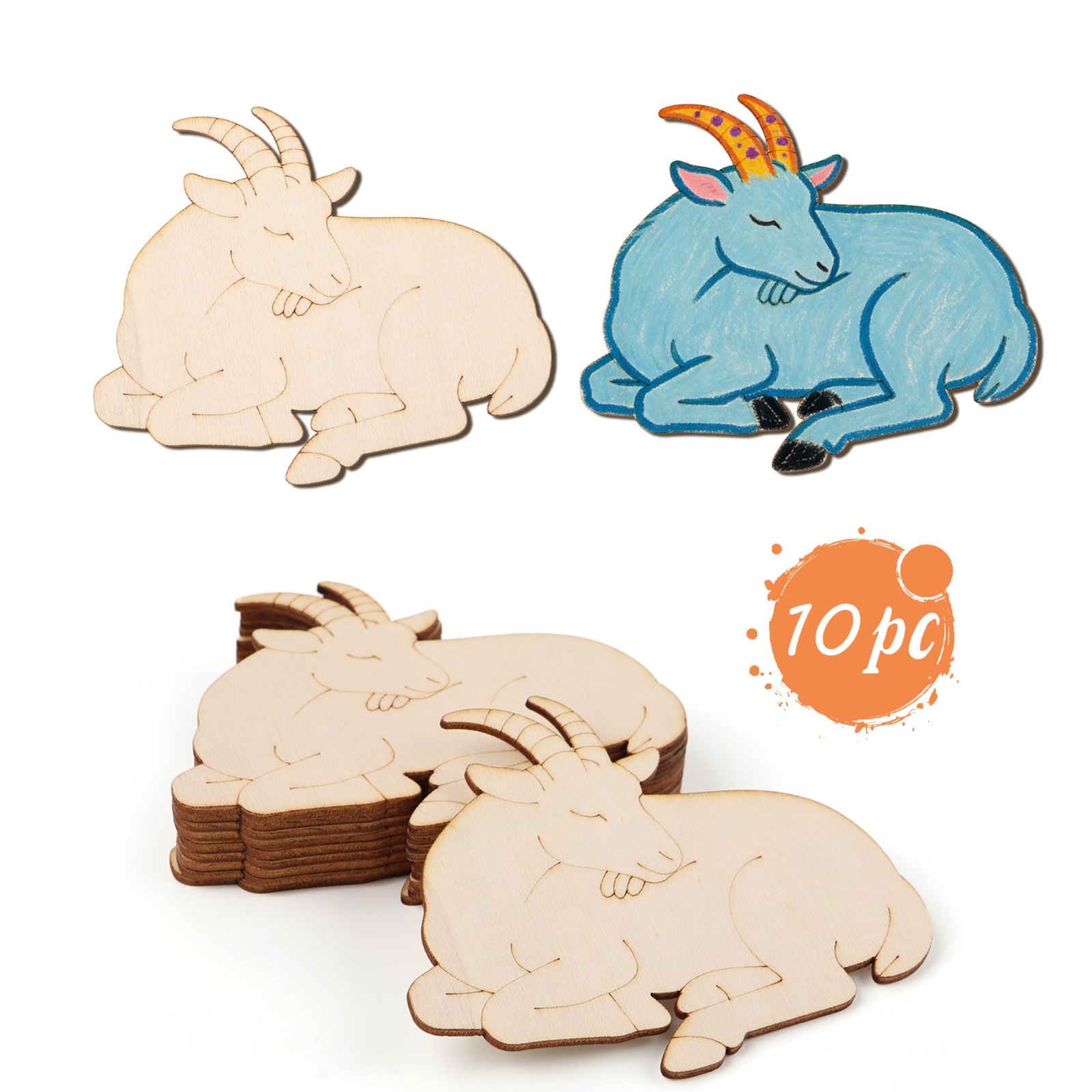Art & Craft Paper Ideas For Kids - 10pcs/set Unfinished Wood Sheep Animal Ornaments