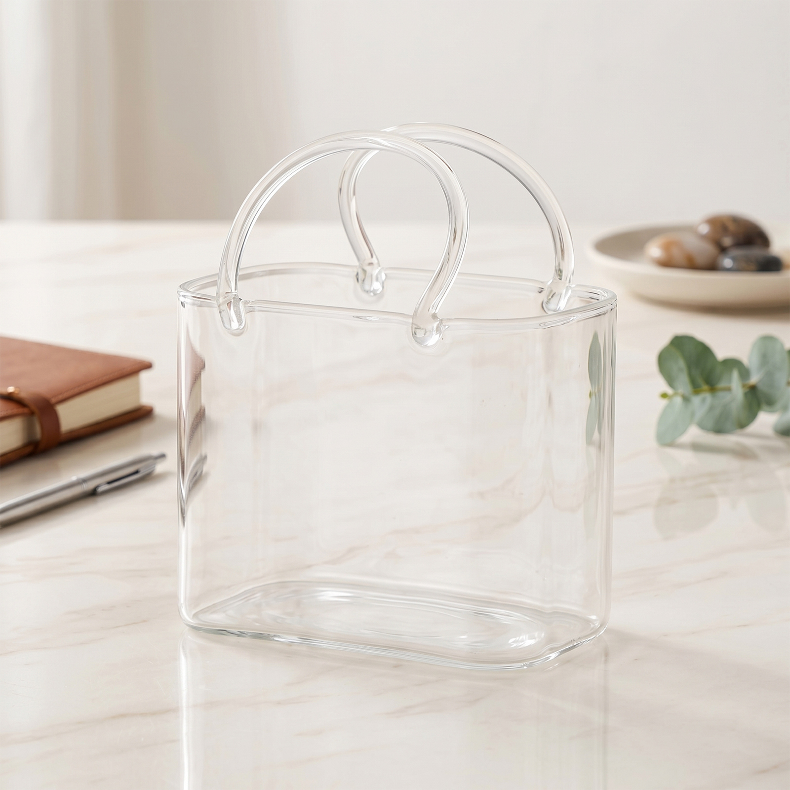Glass Purse with Glass Straw C - Art Craft Vase 评论和价格