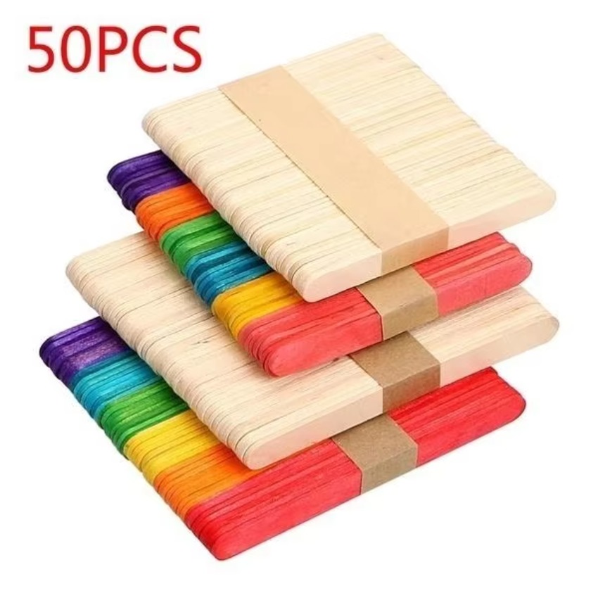 50Pcs Lot Natural Colored Wood - Art Craft Ice Cream 评论和价格