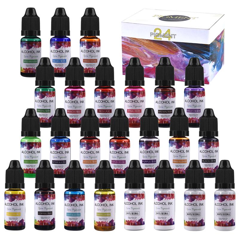 24 Color/Set 10ml  Resin Pigme - Alcohol Ink Set 评论和价格