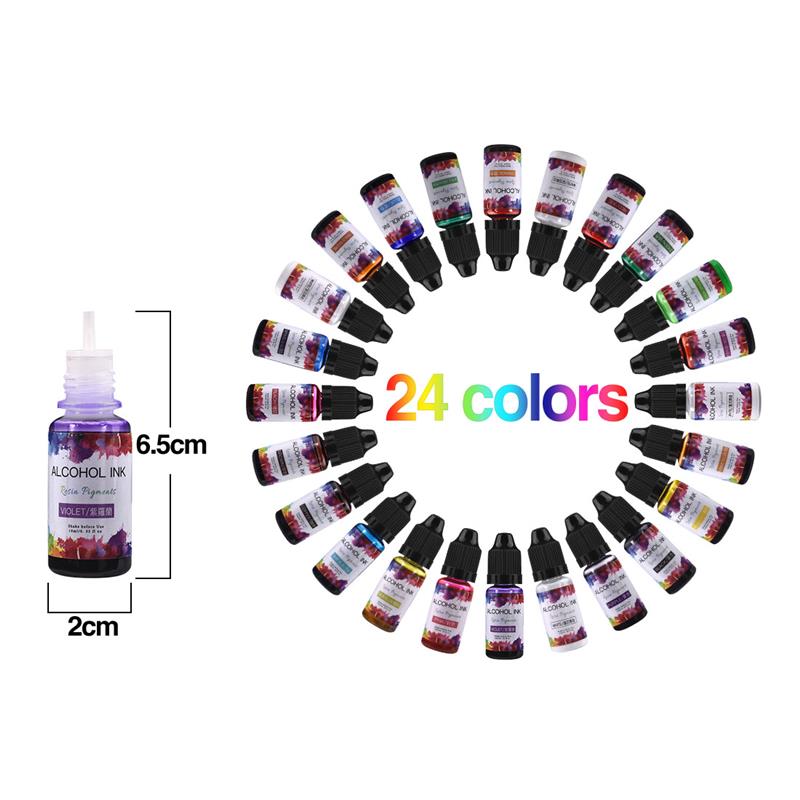24 Color/Set 10ml  Resin Pigme - Alcohol Ink Set 评论和价格