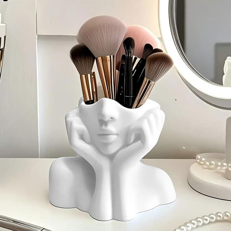 1Pc Cute Face Shaped Makeup Br - Art Craft Vase 评论和价格