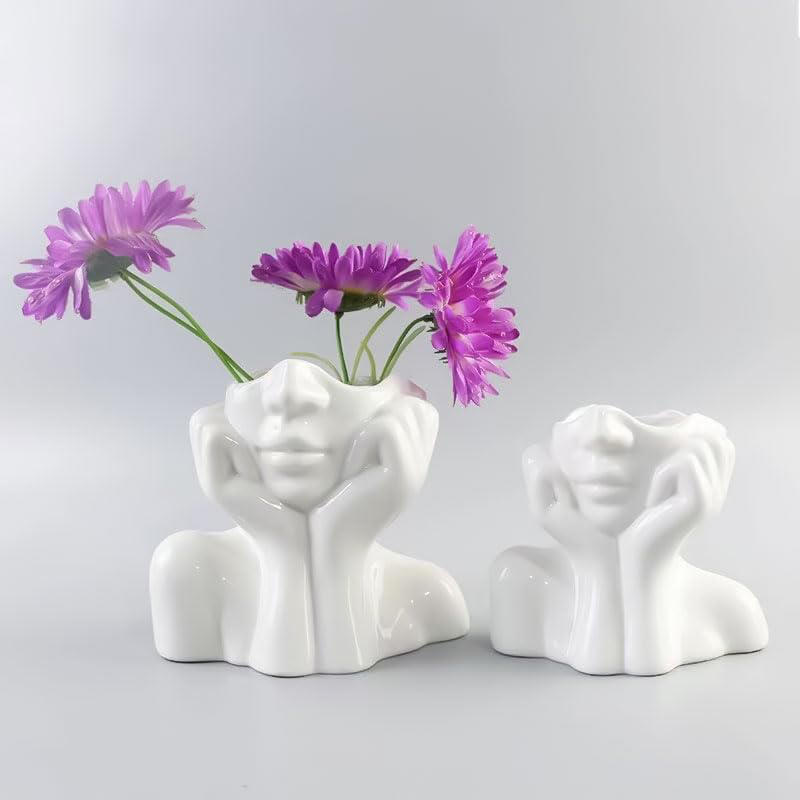 1Pc Cute Face Shaped Makeup Br - Art Craft Vase 评论和价格