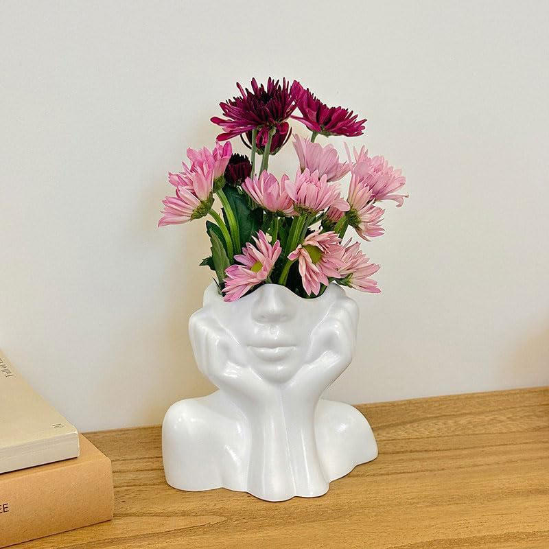 1Pc Cute Face Shaped Makeup Br - Art Craft Vase 评论和价格
