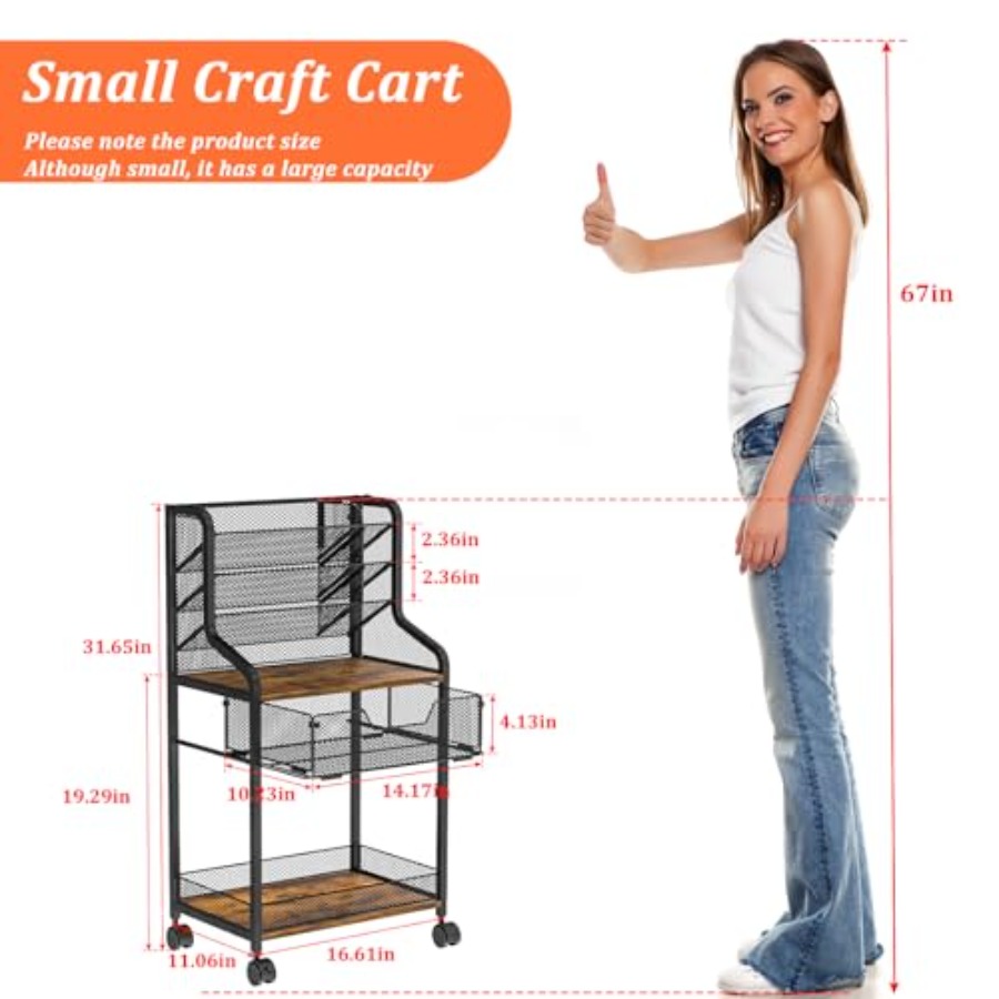 Small Rolling Utility Cart wit - Art Craft Organizer 评论和价格