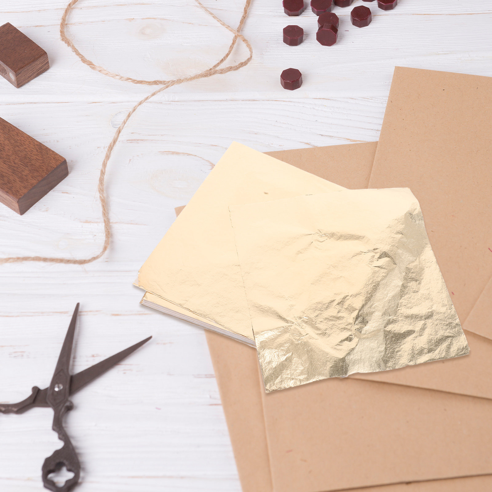 100 Sheets Gold Foil Leaf Pape - Art Craft With Leaves 评论和价格