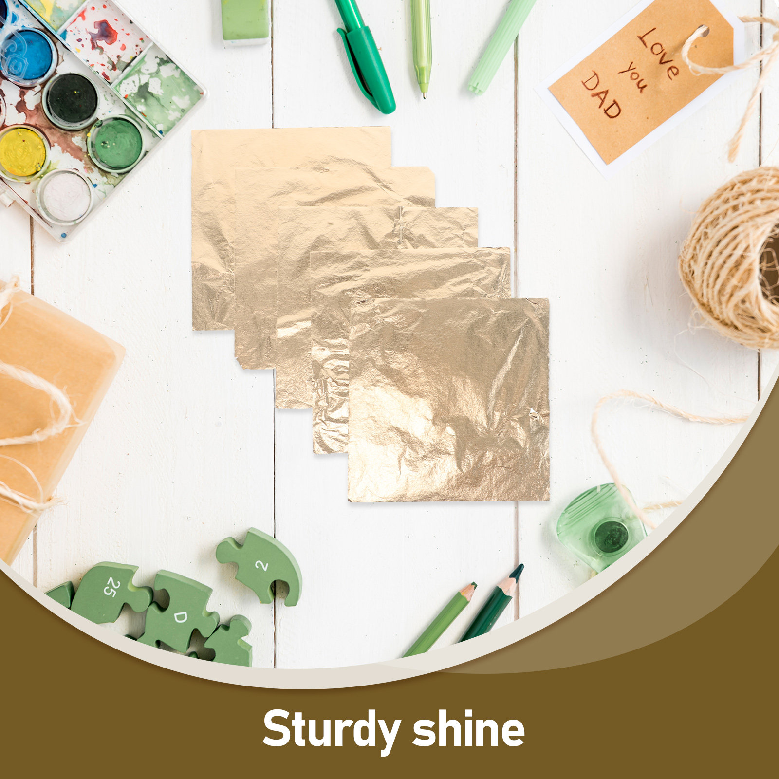 100 Sheets Gold Foil Leaf Pape - Art Craft With Leaves 评论和价格