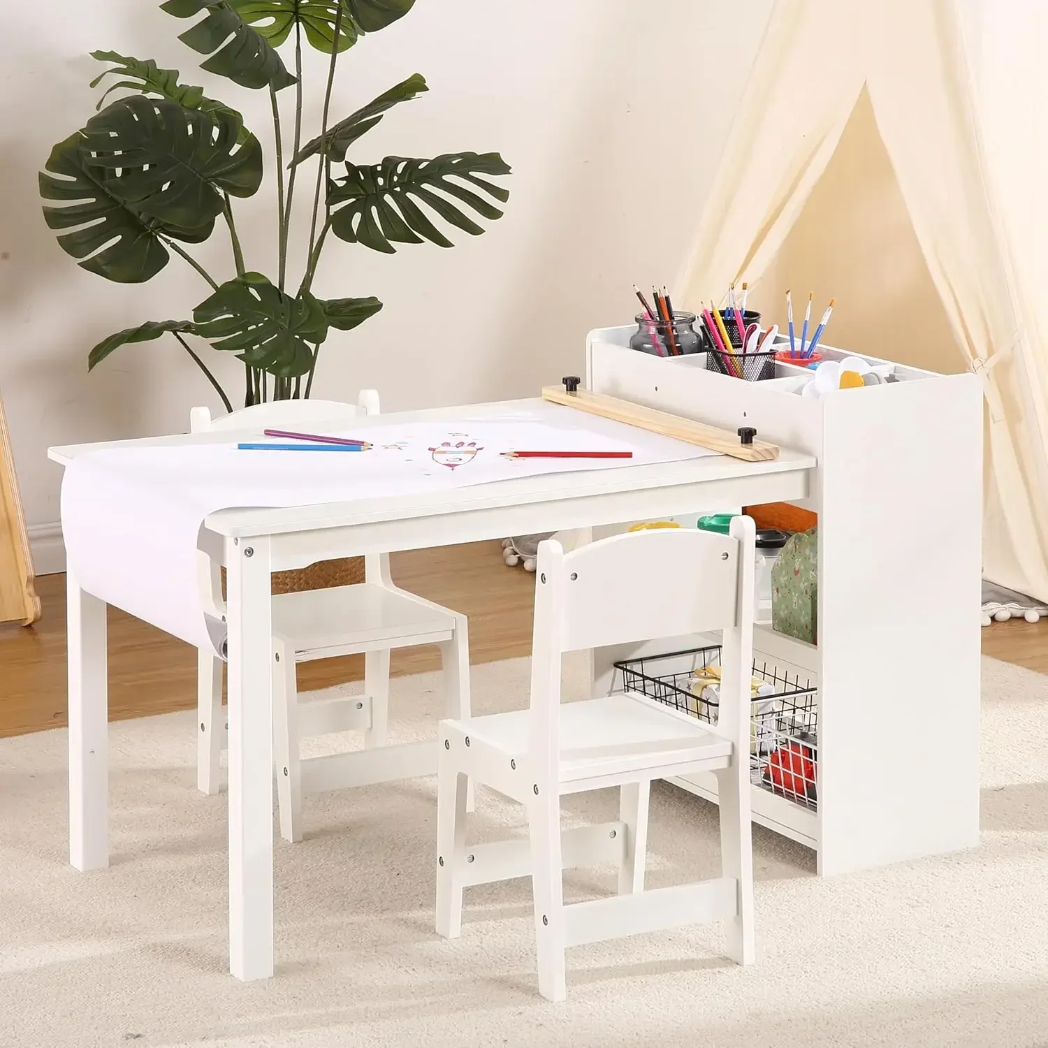 Kids Art Table with 2 Chairs,  - Art And Craft For Nursery 评论和价格