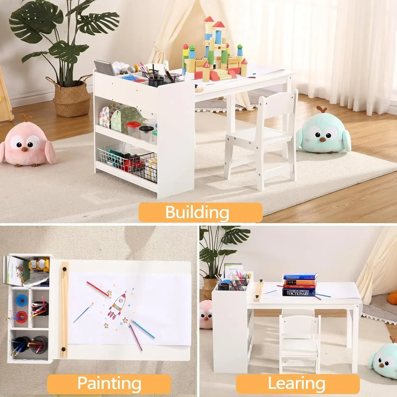 Kids Art Table with 2 Chairs,  - Art And Craft For Nursery 评论和价格