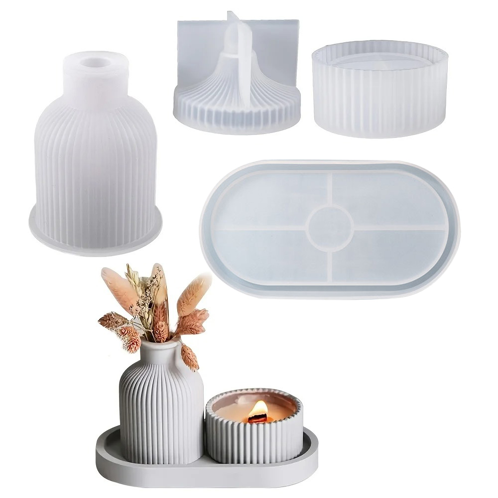 4pcs Silicone Molds Oval Tray  - Art Craft Vase 评论和价格