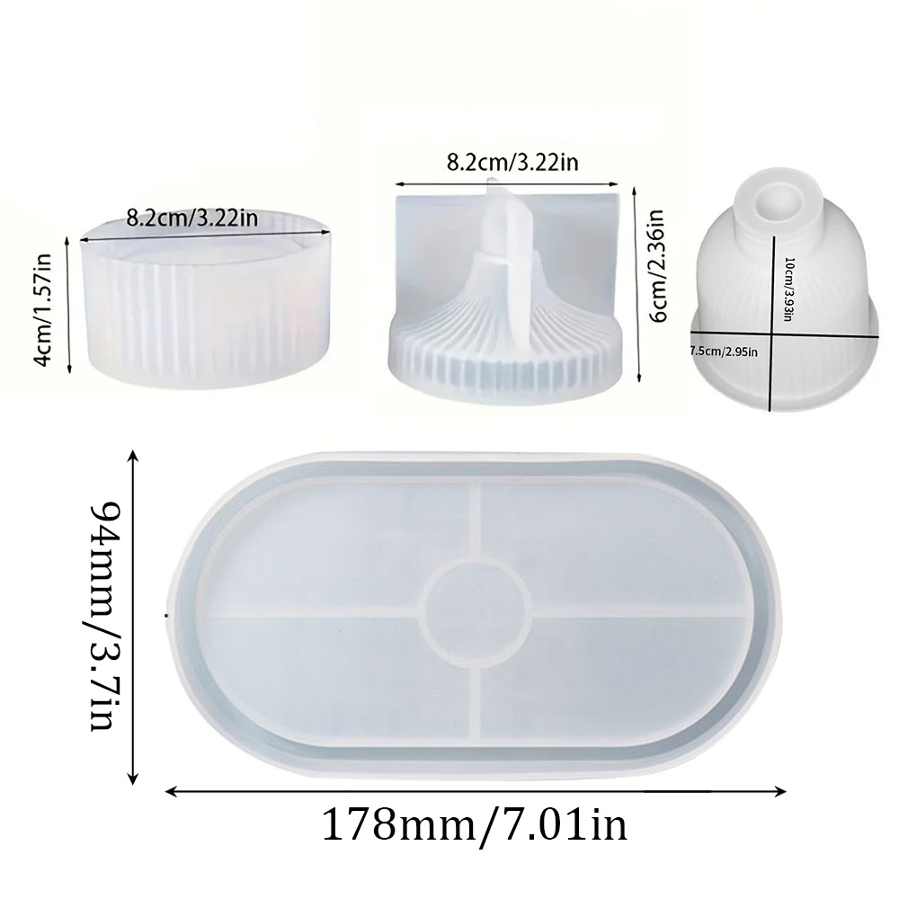 4pcs Silicone Molds Oval Tray  - Art Craft Vase 评论和价格