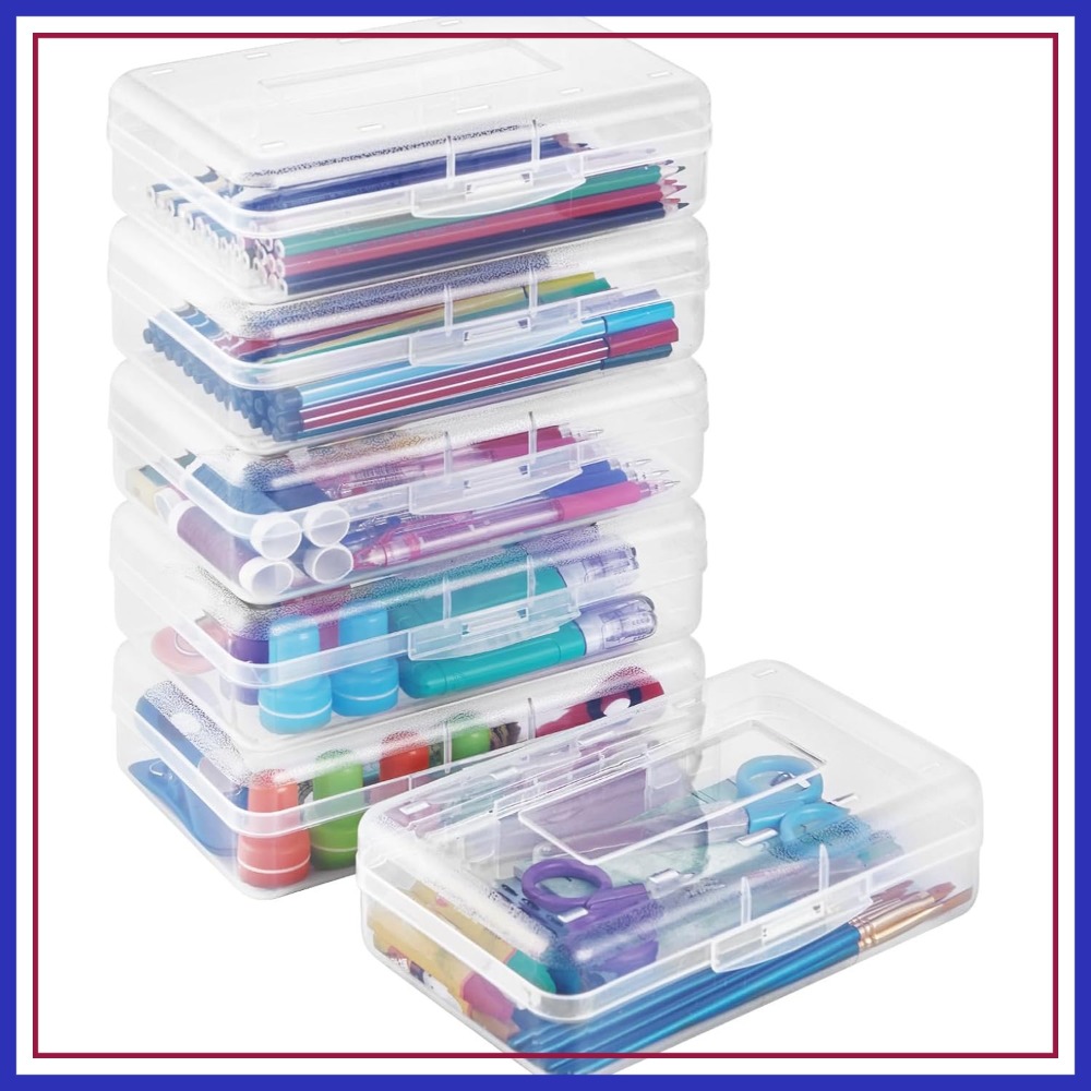 6 Pack Plastic Pencil Case Box - Art Craft Organizer 评论和价格