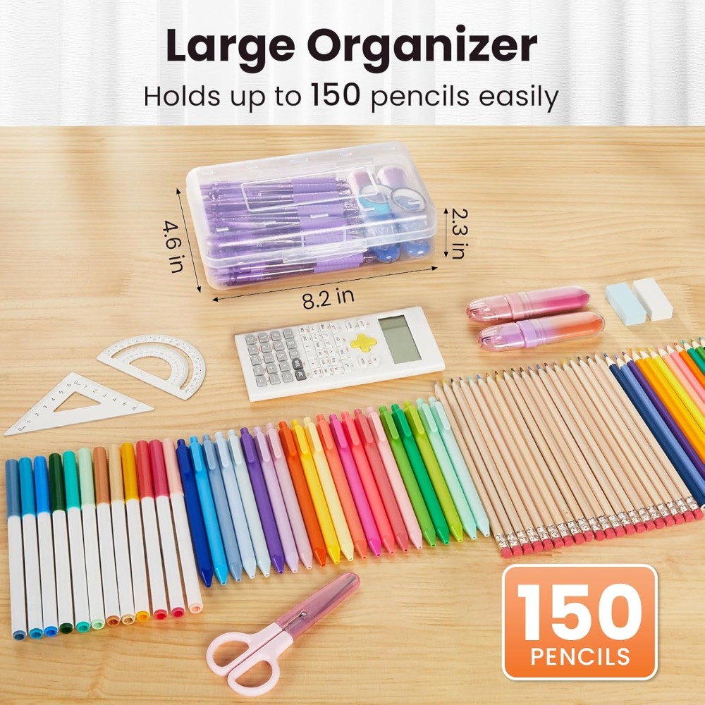 6 Pack Plastic Pencil Case Box - Art Craft Organizer 评论和价格