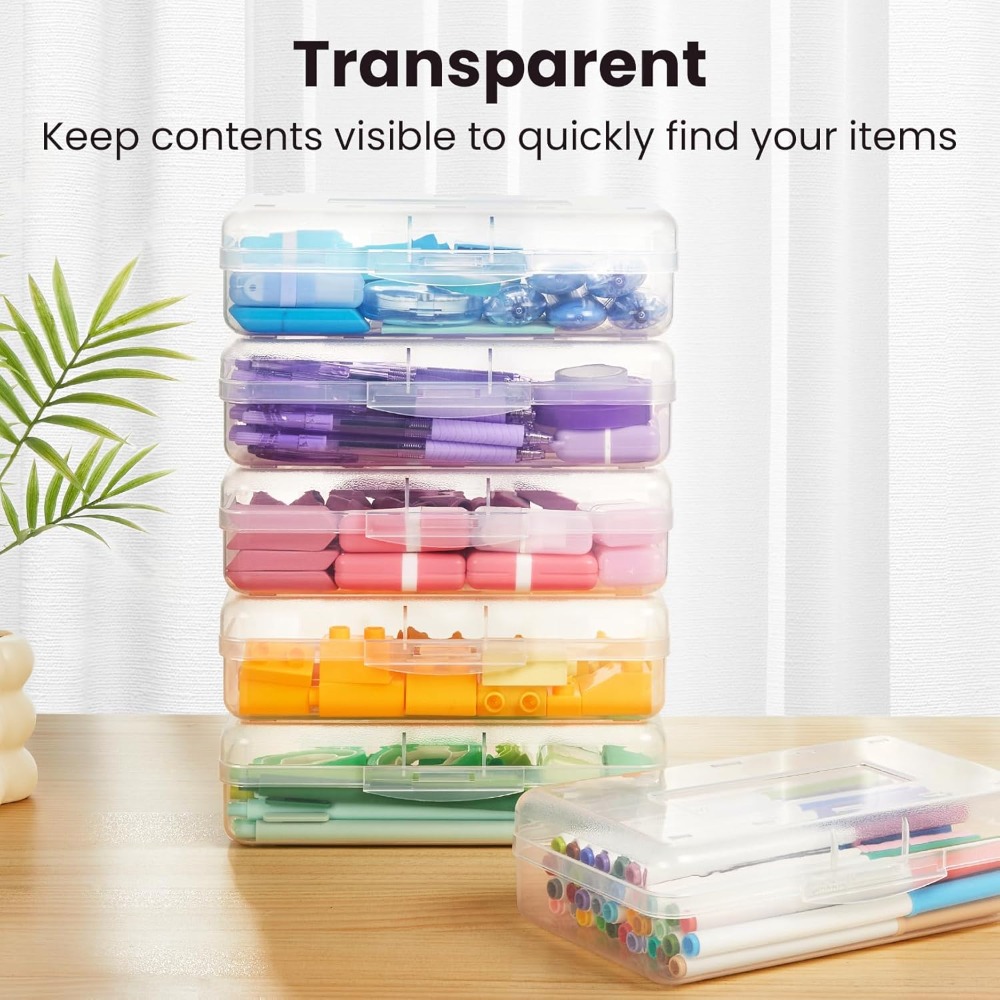 6 Pack Plastic Pencil Case Box - Art Craft Organizer 评论和价格