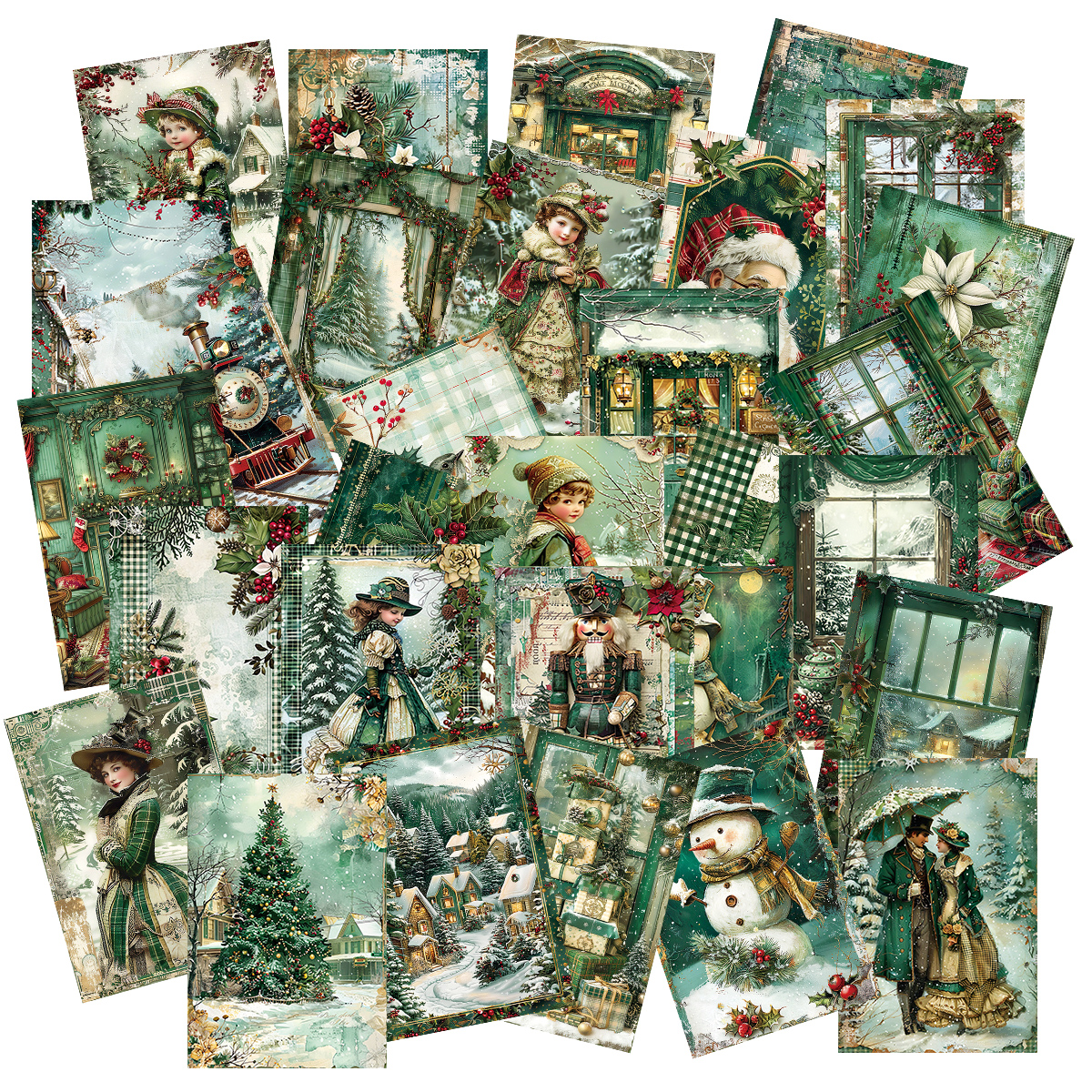 30pcs Vintage Christmas Green  - Art Craft Village 评论和价格