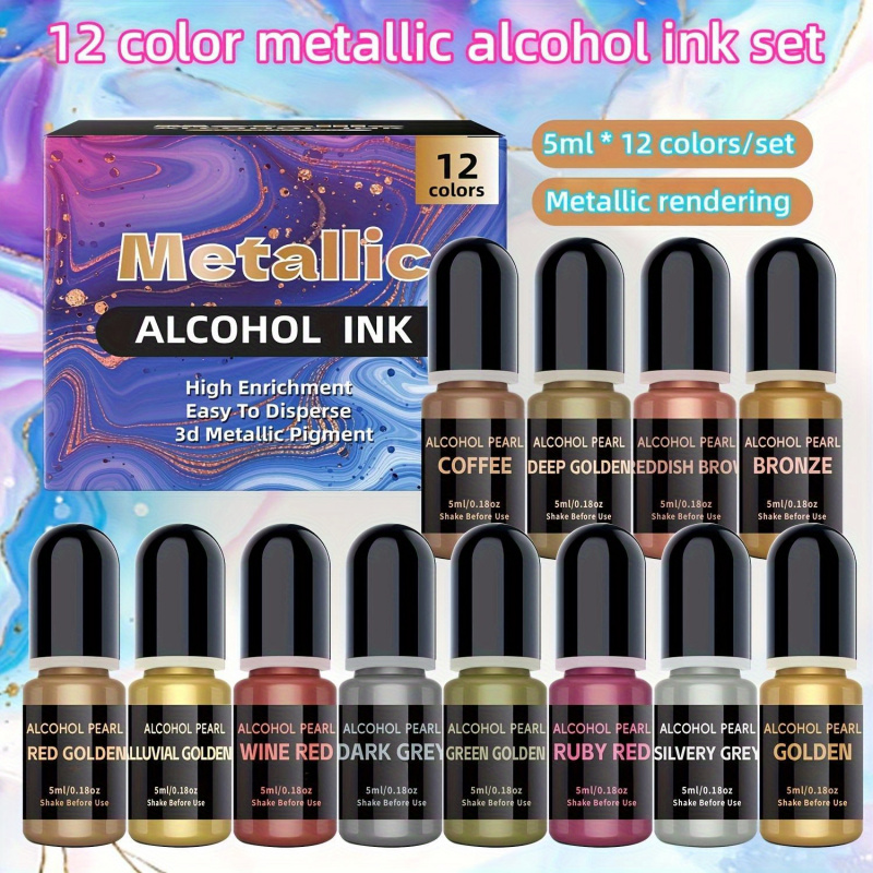 12Metallic color3DRendering Se - Alcohol Ink Set 评论和价格