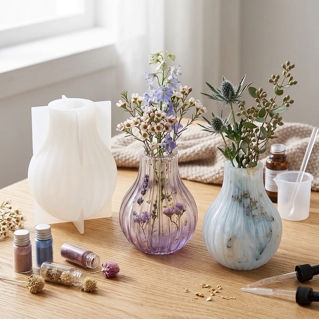 Silicone Vase Mold with Stripe - Art Craft Vase 评论和价格