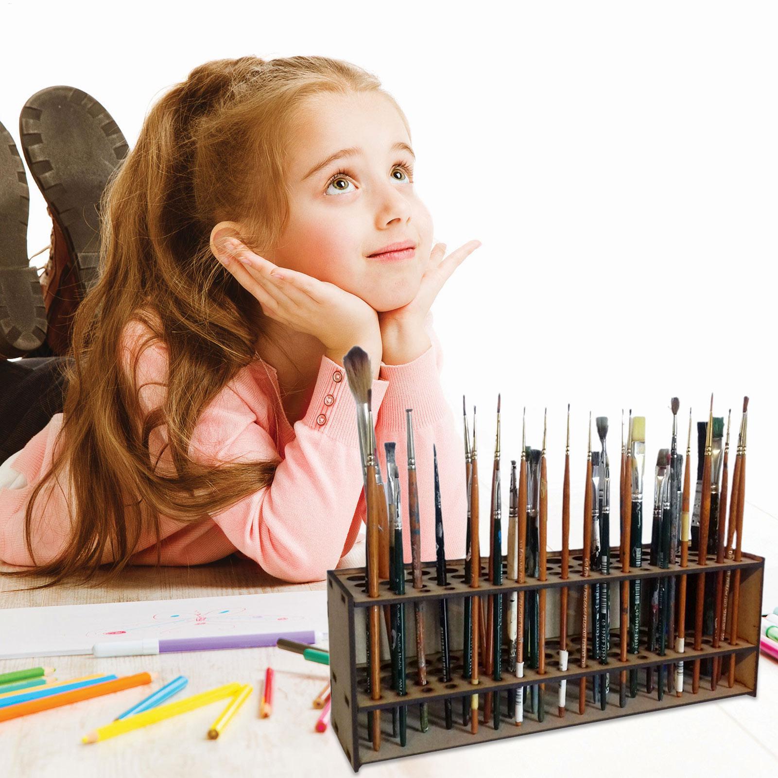 25CM Wall Wooden Brush Holder  - Art Craft Organizer 评论和价格