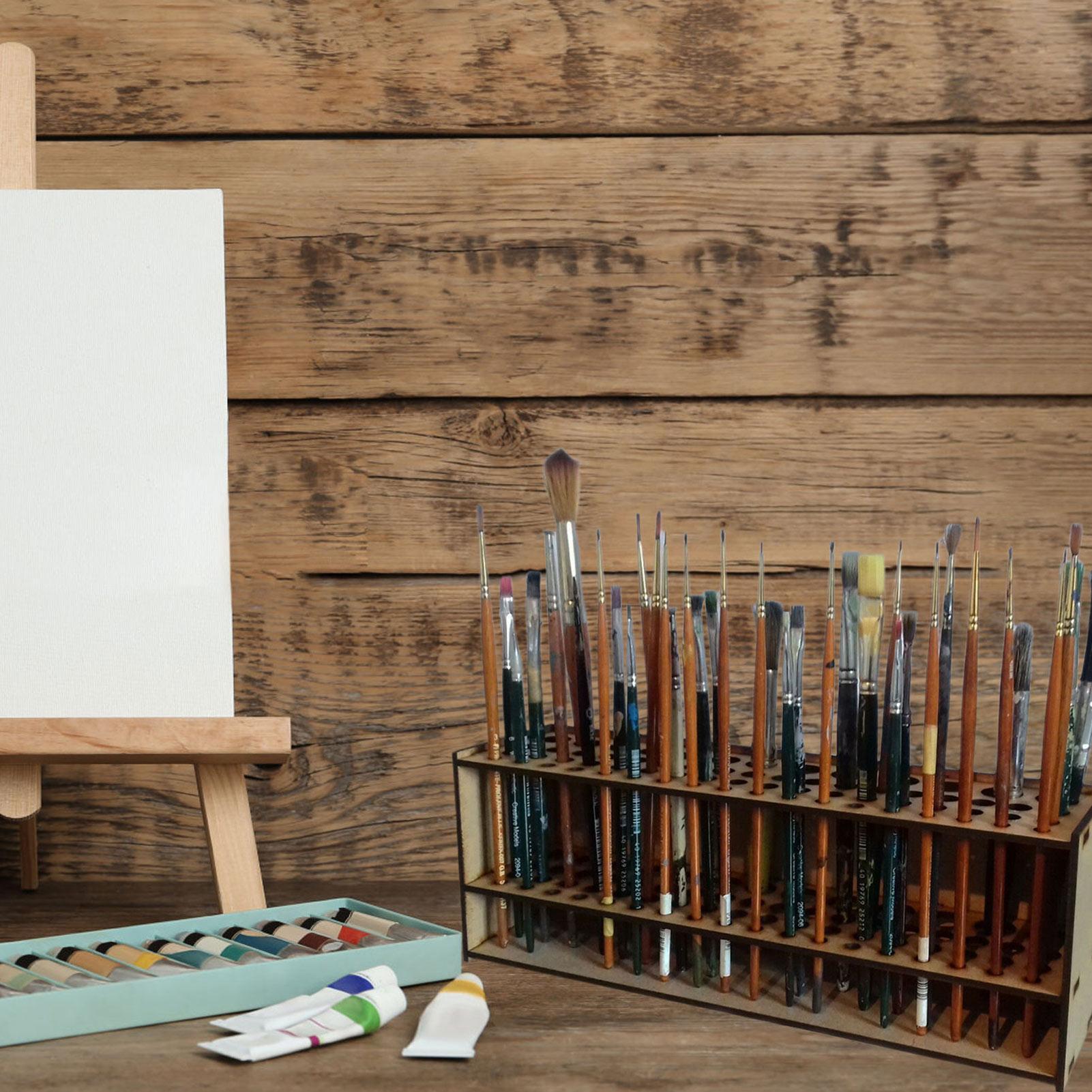 25CM Wall Wooden Brush Holder  - Art Craft Organizer 评论和价格