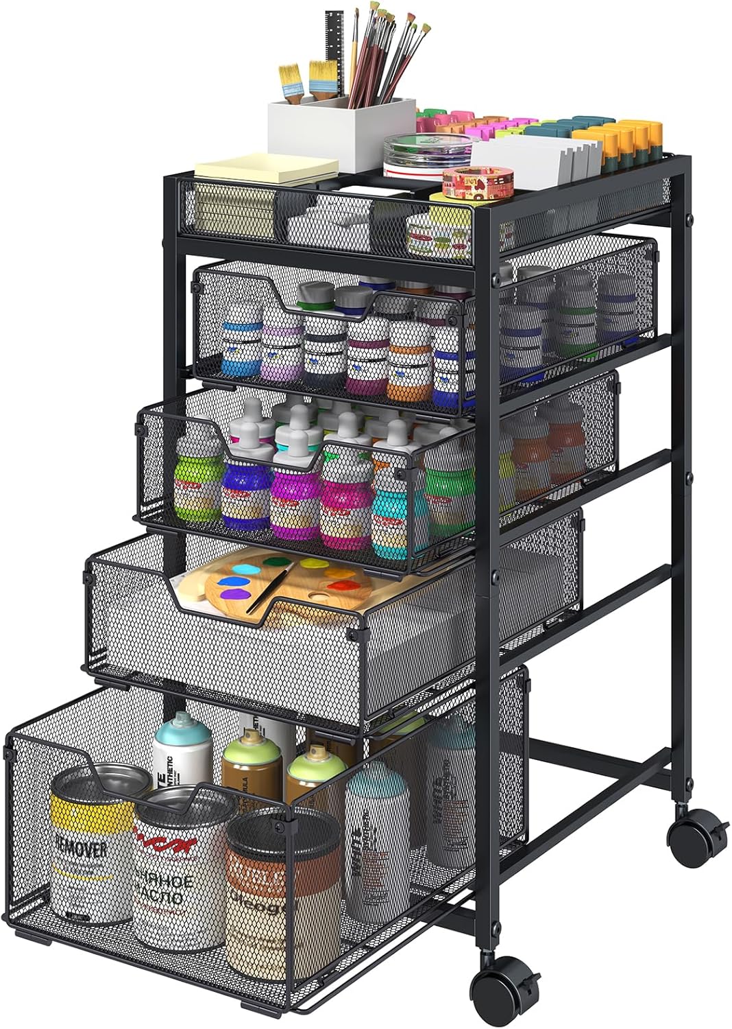 Rolling Utility Cart with 4 Dr - Art Craft Organizer 评论和价格