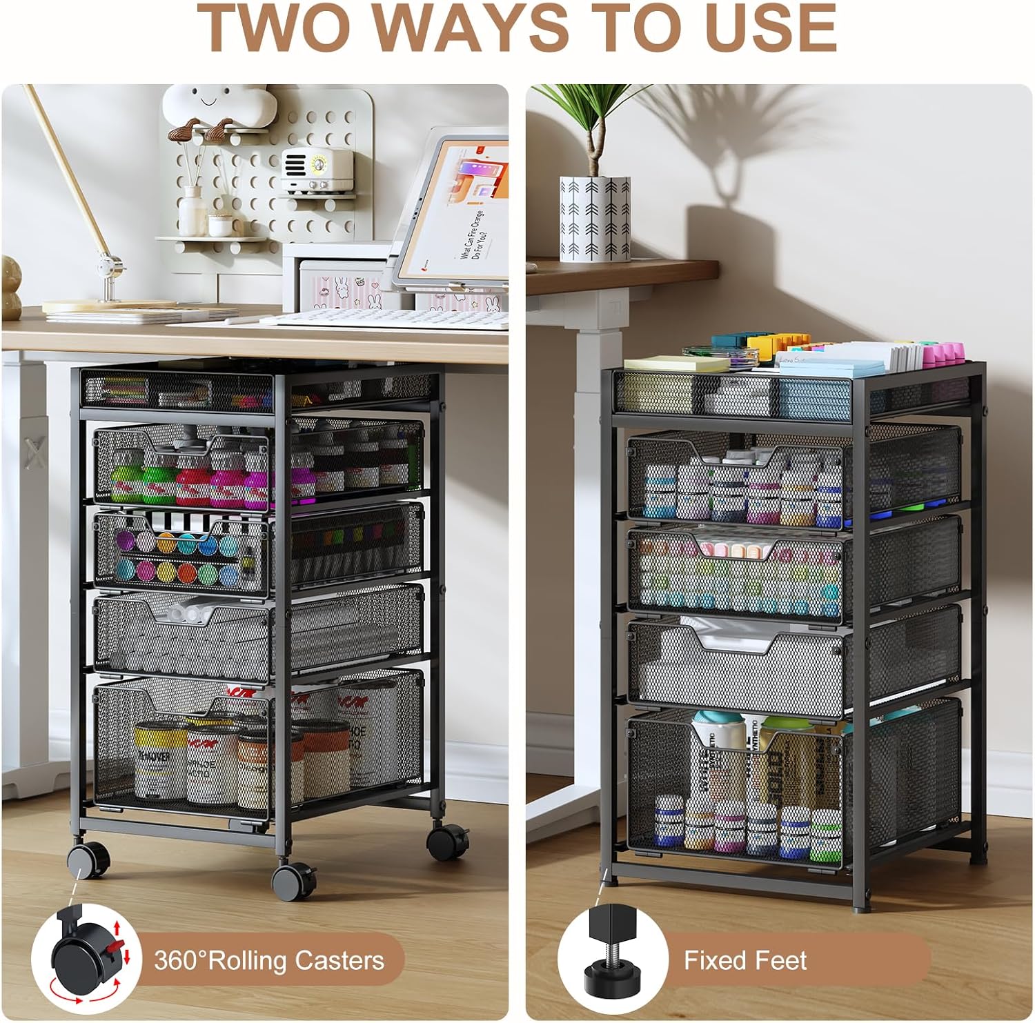 Rolling Utility Cart with 4 Dr - Art Craft Organizer 评论和价格