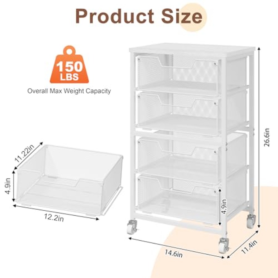4-Drawer Rolling Storage Cart  - Art & Craft Paper Ideas For Kids 评论和价格