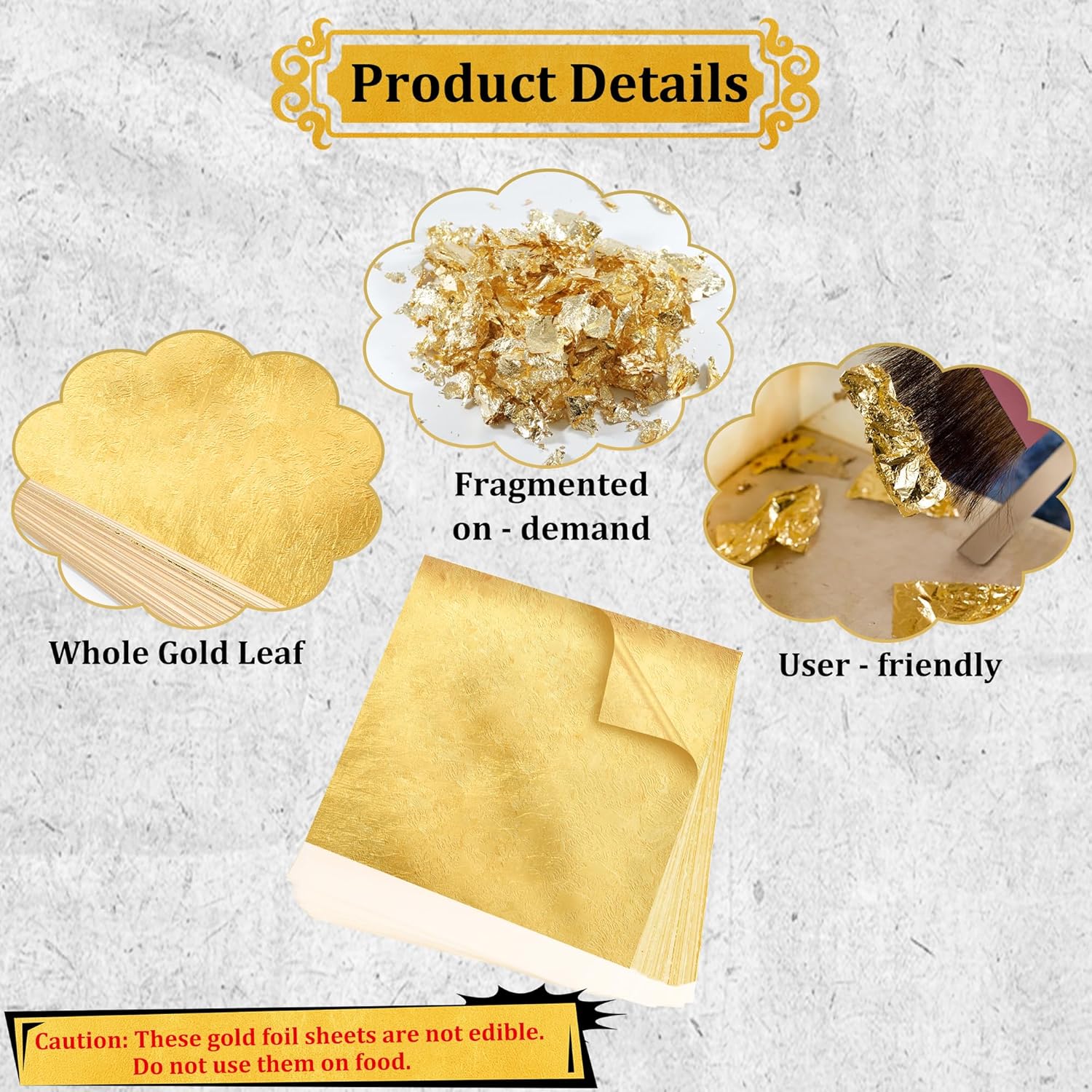 300Pcs Gold Leaf Sheets 5.1x5. - Art Craft Decoration 评论和价格