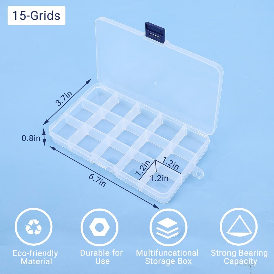 3PCS 15Grid Clear Plastic Fake - Art Craft Organizer 评论和价格