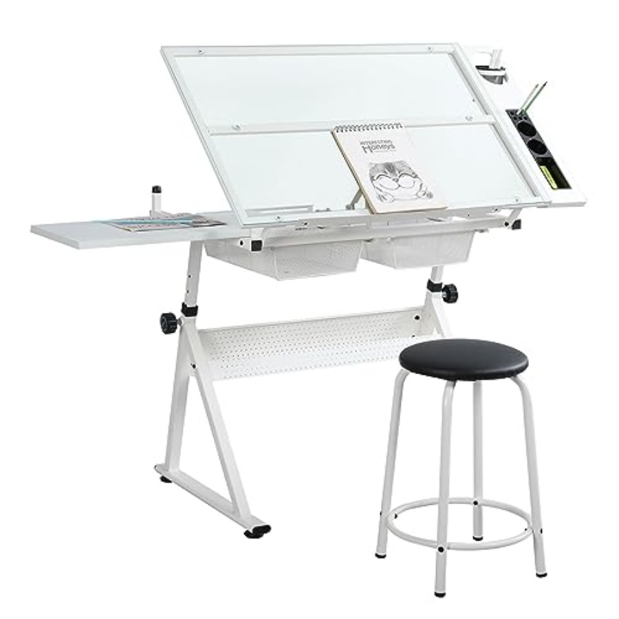 Drafting Table with Stool Mode - Art & Craft Paper Ideas For Kids 评论和价格