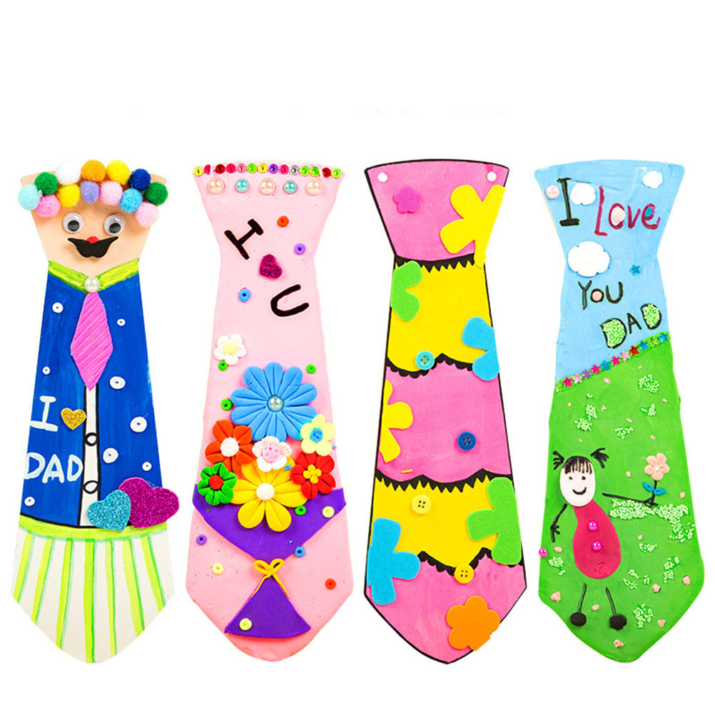 5Pcs Wooden Necktie Hand Paint - Art And Craft For Father'S Day 评论和价格