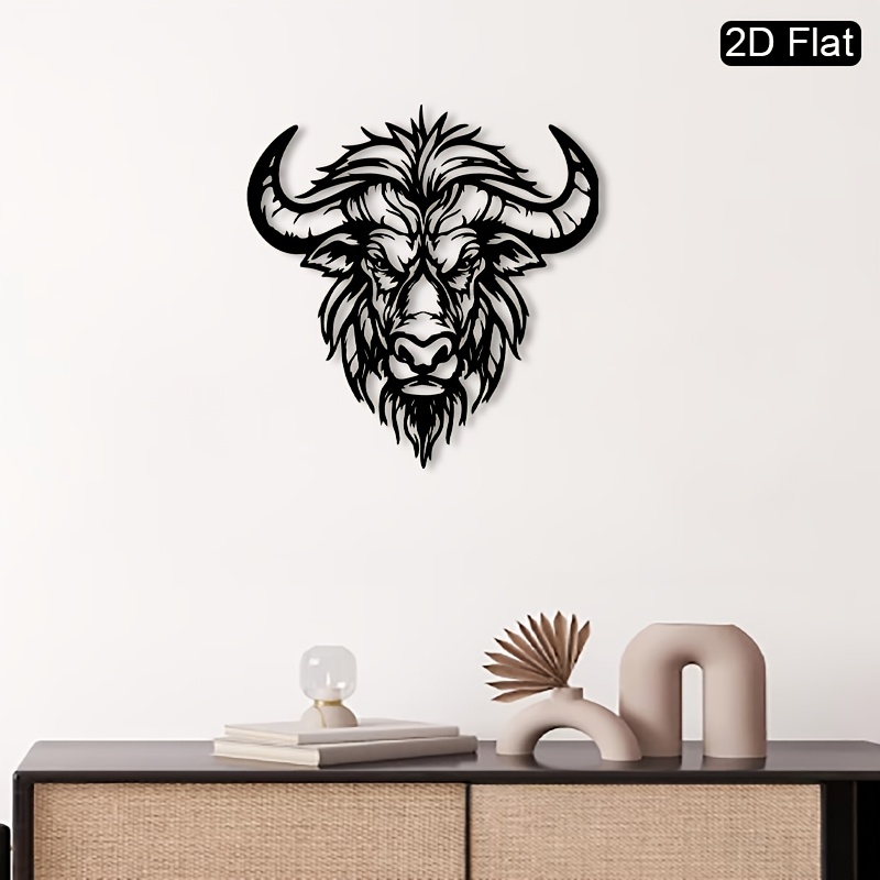 1Pcs Metal Buffalo Head Wall S - Art And Craft For Father'S Day 评论和价格