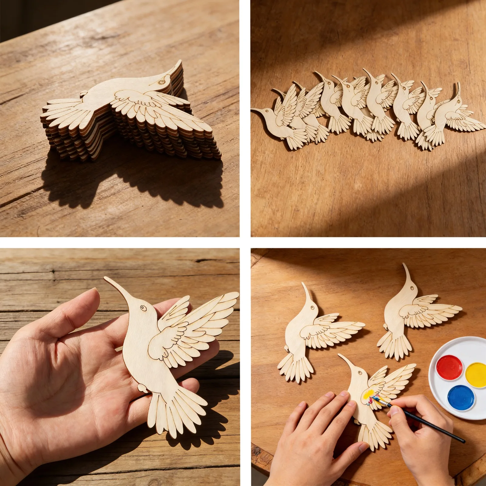 10pcs Unfinished Wood Animal B - Art & Craft Paper Ideas For Kids 评论和价格