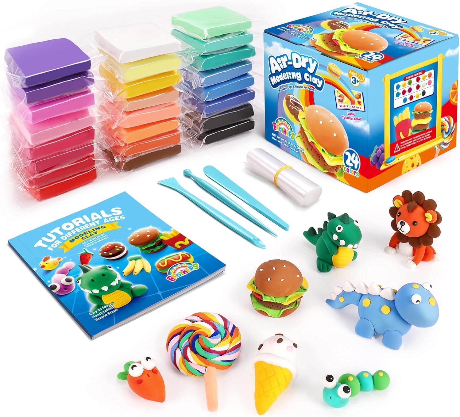 24 Colors Air Dry Clay Kit for - Art & Craft Paper Ideas For Kids 评论和价格