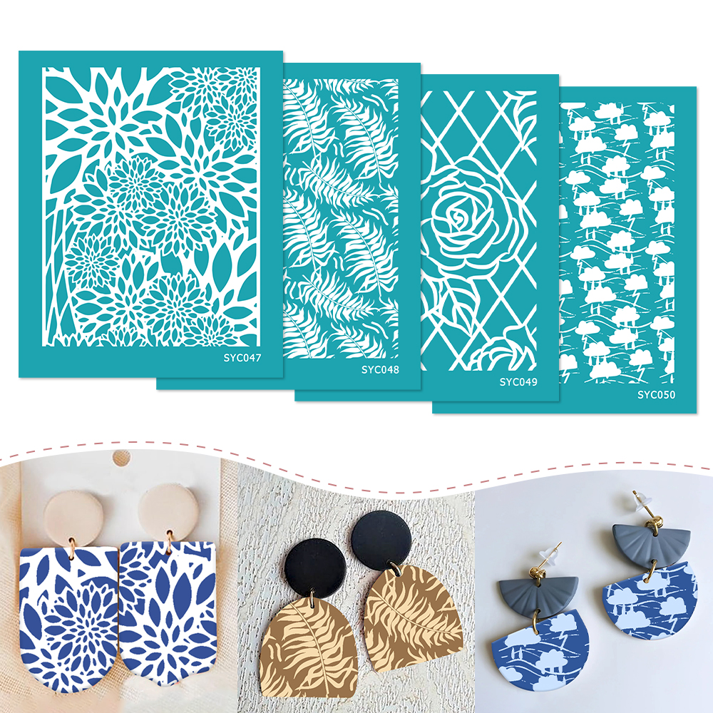 1Sheet Rose Leaves Pattern Cla - Silk Screen Printing 评论和价格