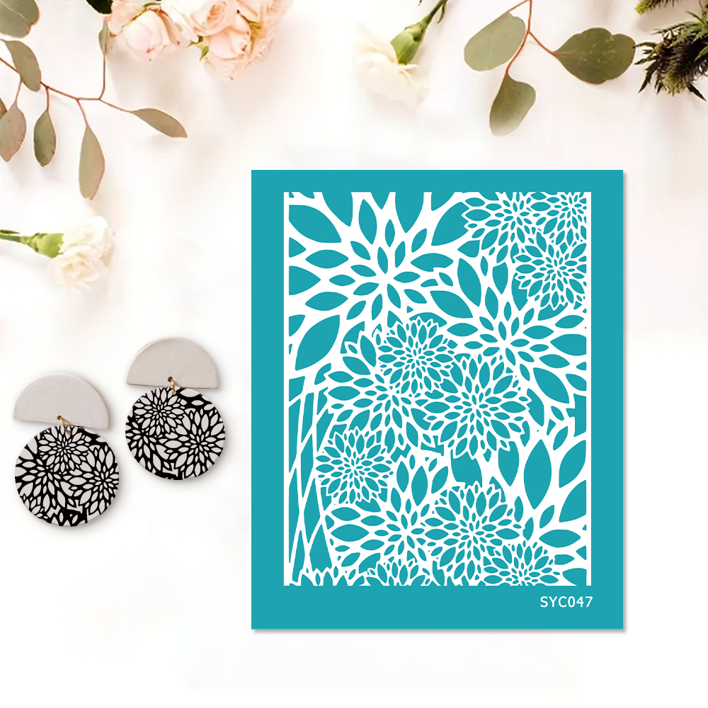1Sheet Rose Leaves Pattern Cla - Silk Screen Printing 评论和价格
