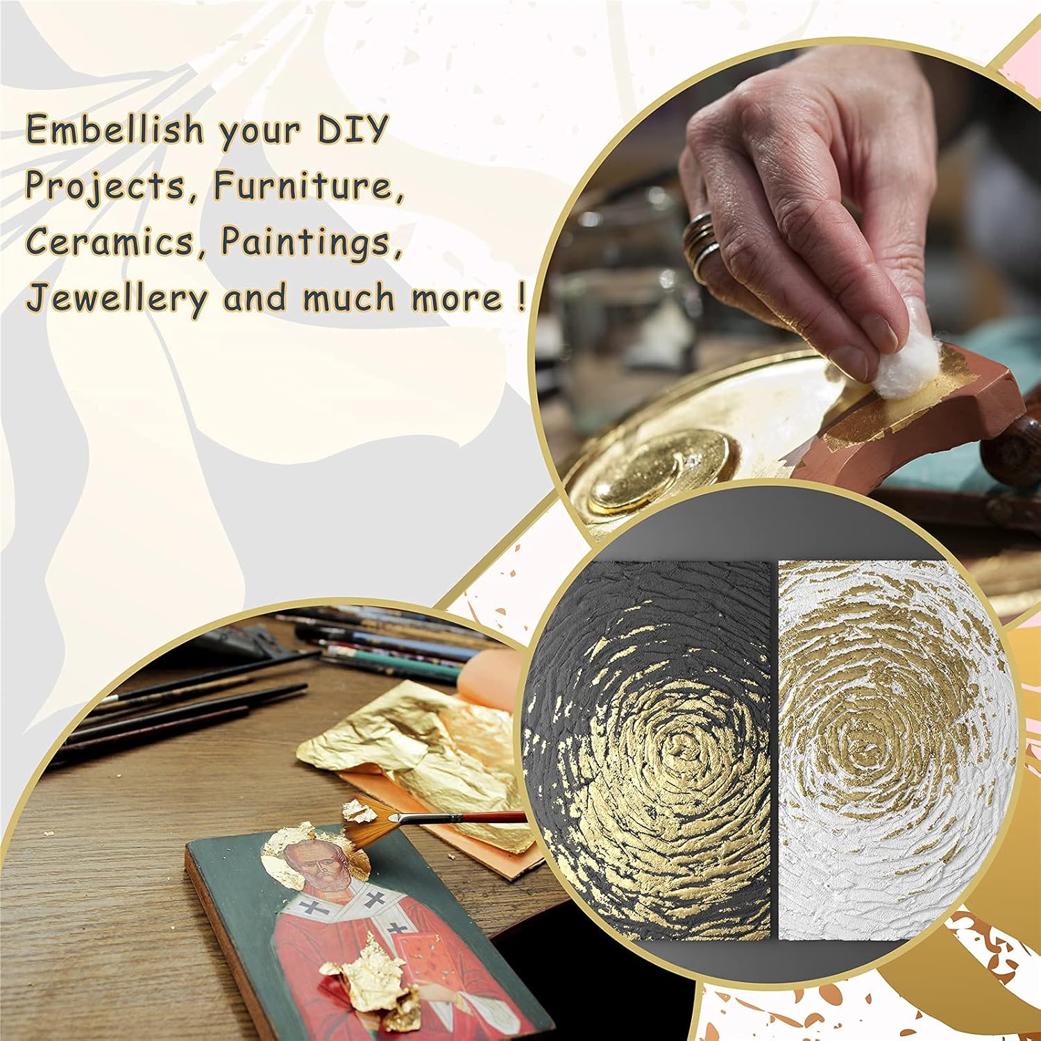 100 Gold Leaf Sheets 14x14 cm  - Art Craft With Leaves 评论和价格