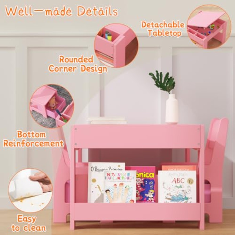 4 in 1 Wooden Activity Table a - Art And Craft For Nursery 评论和价格