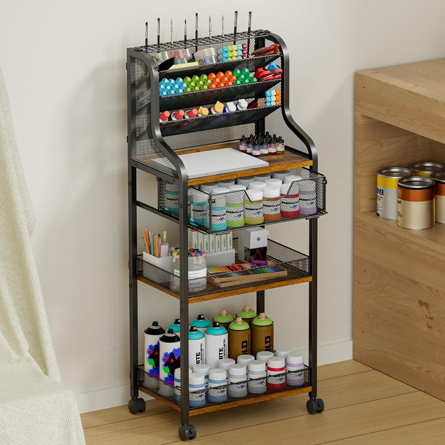 7-Tier Rolling Utility Cart wi - Art Craft Organizer 评论和价格