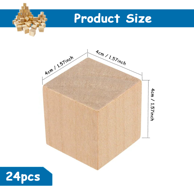 24pcs 4cm Wooden Blocks for Cr - Art Craft 2 Year Olds 评论和价格