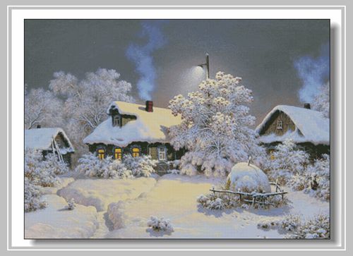 Winter village Embroidery Snow - Art Craft Village 评论和价格