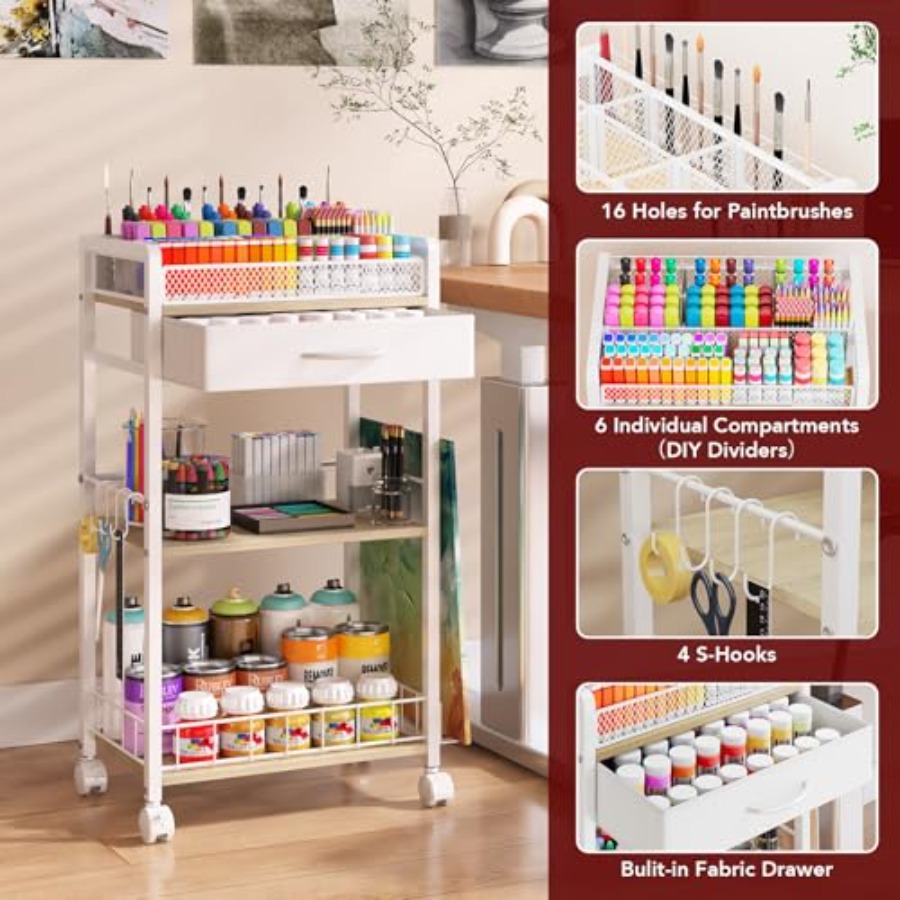 3 Tier Rolling Cart - Metal Ut - Art Craft Organizer 评论和价格
