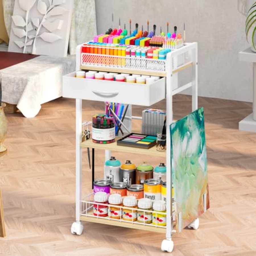 3 Tier Rolling Cart - Metal Ut - Art Craft Organizer 评论和价格